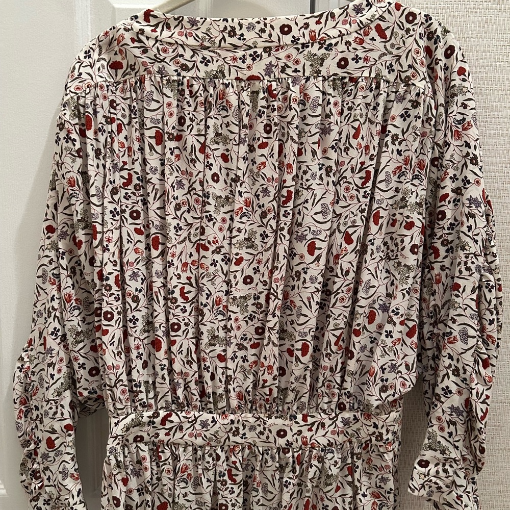 Frame Denim Floral Blouse with Red and Black Accents